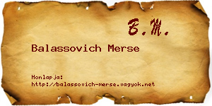 Balassovich Merse névjegykártya